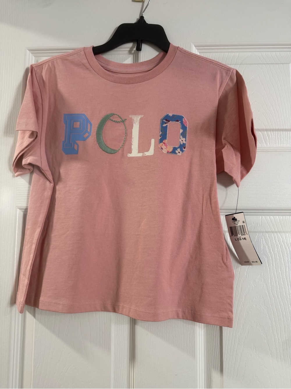 Polo by Ralph Lauren Pink Tee with Multicolor POLO Letters